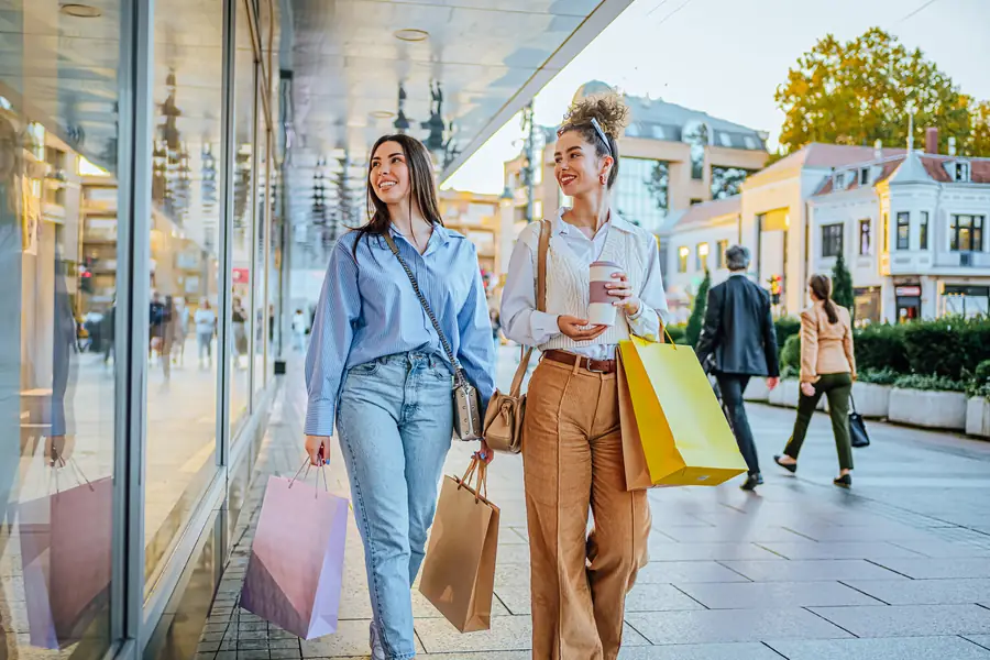 Friends out shopping in the city